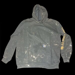 Carhartt green splatter art vintage Gray Hoodie with Paint Splatter xl